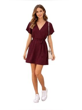 NWOT Bobeau Short Sleeve Burgundy Wine Casual Soft Feminine Classic Dress S